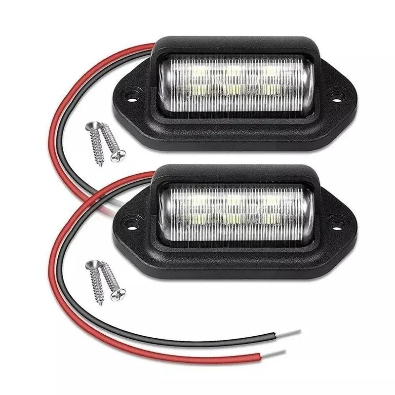 6 LED Mini Car License Number Plate Light Universal Truck RV Trailer Tail License Plate White Lighting Bulbs Waterproof 12-24V