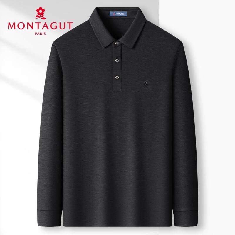MONTAGUT Men's Long Sleeve Anti-Wrinkle Business Polo Shirt