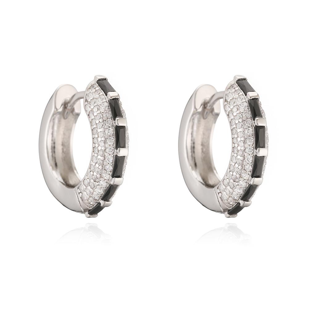 18K Gold Plated Zircon Hoop Earrings for Women Micro Paved Cubic Zirconia Huggie Earrings Elegant Brass Hoop Earrings