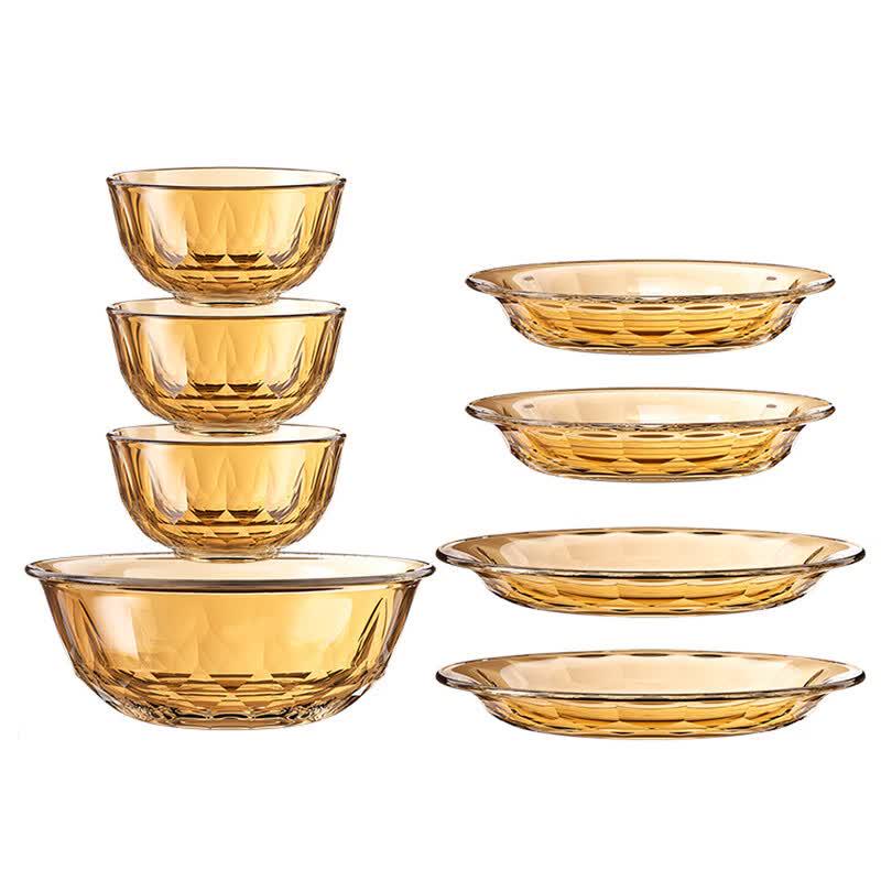LocknLock Crystal Amber 8-Piece Glass Food Storage Set