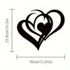 Double Heart Metal Wall Art Valentine Iron Decor Heart to Heart Design Easy Install Romantic Home Gift Black