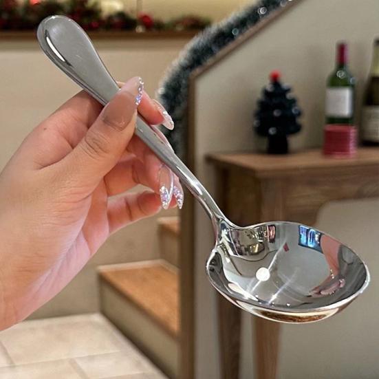 1/2Pcs Stainless Steel Spoon Ergonomic Handle Mirror Polished Design Fruit Spoon