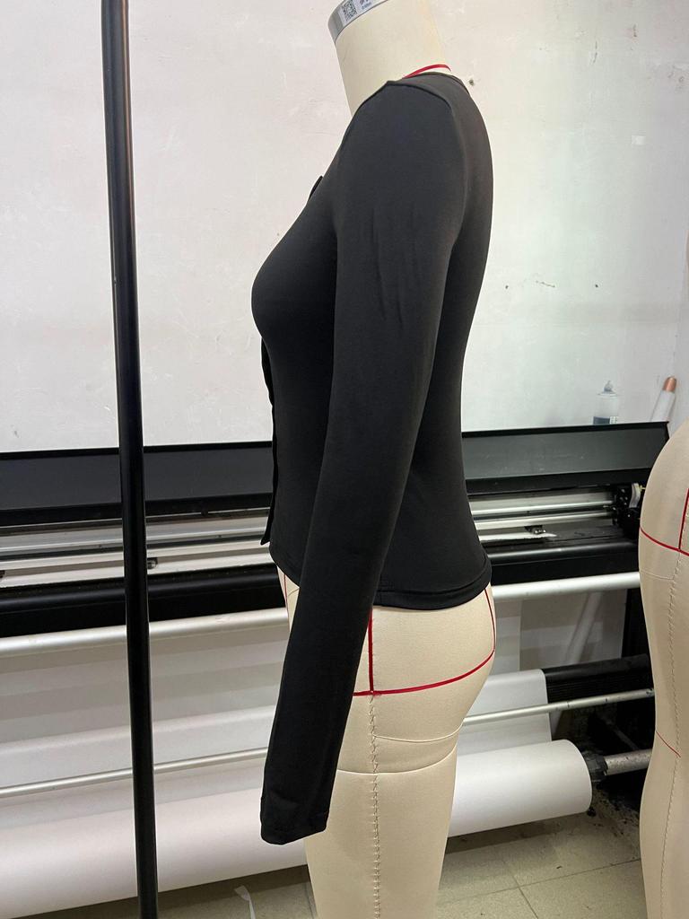 2025 European Autumn/Winter Slim Fit Long Sleeve Women’s Open Shirt