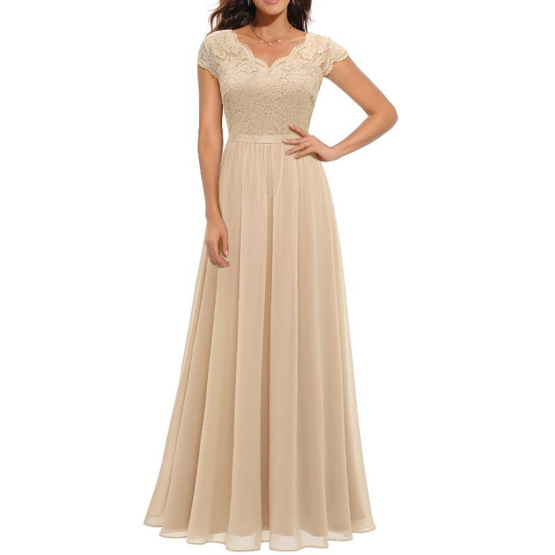 Color code new European and American hot-selling dresses lace splicing long waist noble dress dresses