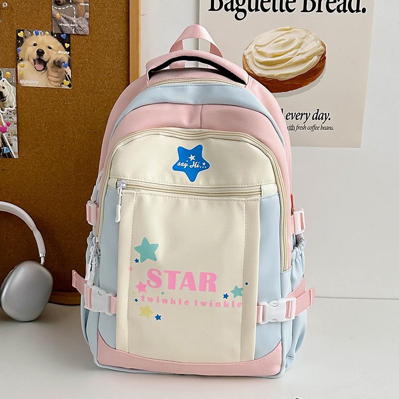 Fashion new primary school bag casual breathable color matching middle school students boys and girls backpack tide