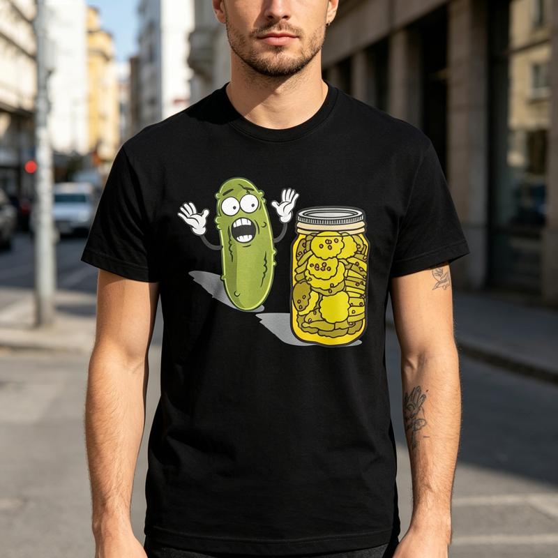 Funny Pickle Jar Graphic T Shirt Cute Pickle Lover Print Tee Unisex Unisex Soft Cotton Crew Neck Short Sleeve Trendy Streetwear