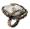 Prehnite Natural Gemstone Copper Wired Ring US Size-7 R 4732