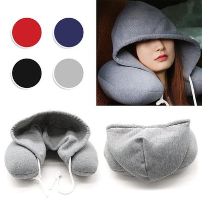 Cestovní měkký polštář s kapucí Polštář do auta Kancelář Letadlo Opěrka hlavy Podpora krku ve tvaru U