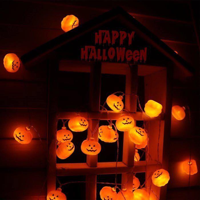 Guirlande lumineuse - AIMOONSA - Jack-o-lantern - 20 LED - 3 m - Fonctionne sur piles AA