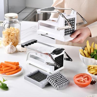 Pommes-Frites-Schneider, Kartoffelschneider mit 2 Klingen, ergonomischer Griff, professioneller Kartoffelschneider aus Edelstahl, Küchenzubehör