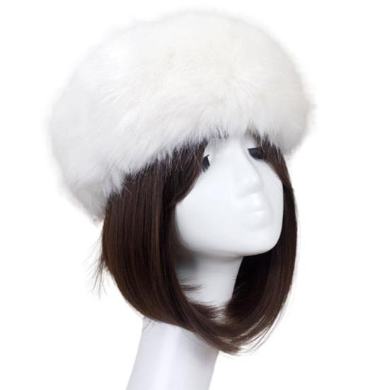 Women Hat Solid Color Faux Fur Headwear Brimless Empty Top Hat for Skiing