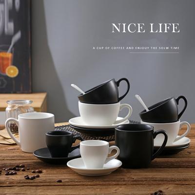 80ml Black Espresso Mug Suit Professional Bone China Coffee Cup And Plate Set Italian Latte Coffe Milk Tea Tumbler Dropshipping