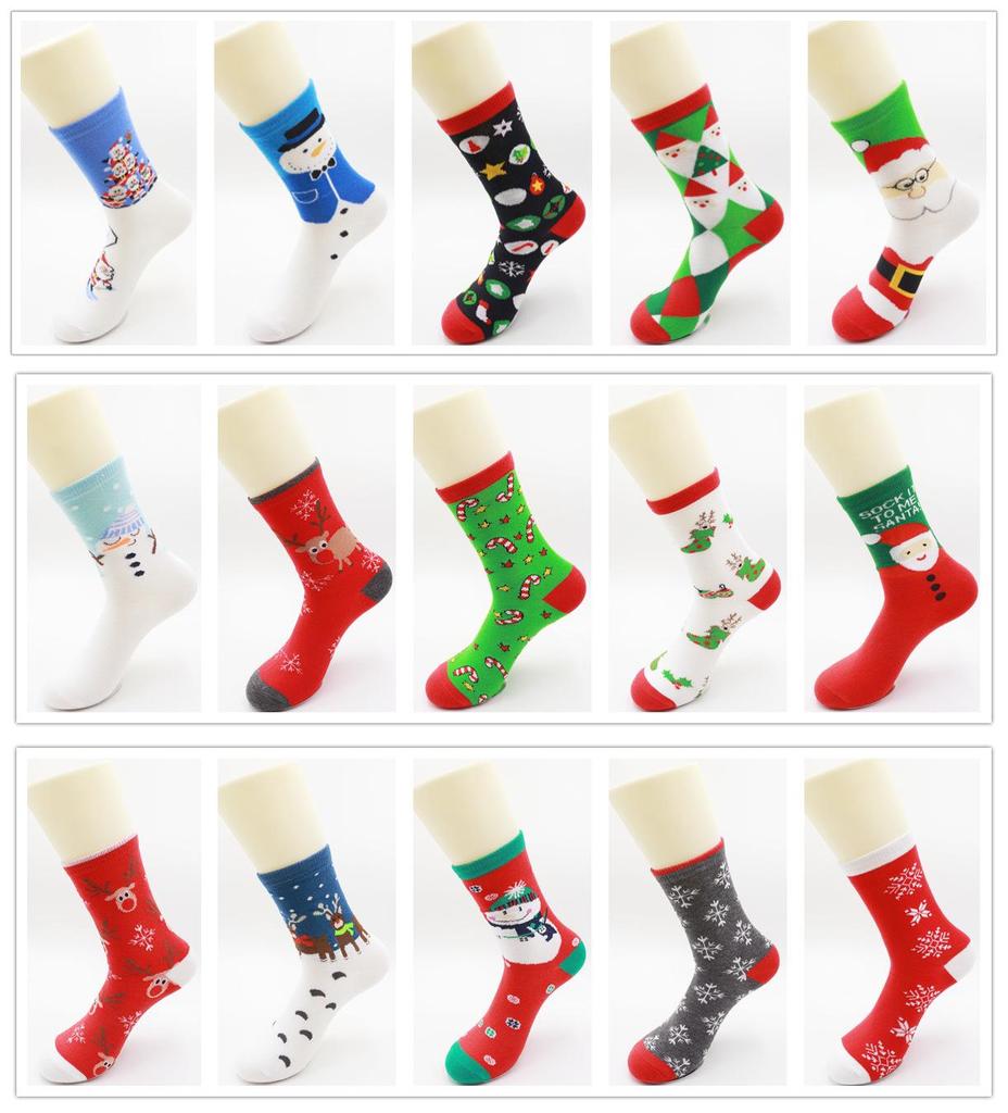 Weihnachts-Cartoon-Geschenkbox: Damen Mid-Calf Festival Socken, Roter Strumpf