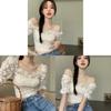 French Style Off Shoulder Lace Short Sleeve Shirt For Women With 3d Embroidery And Slim Fit