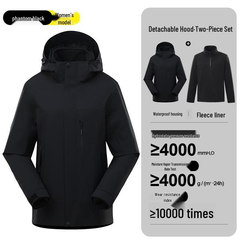 

Unisex 3-in-1 Windbreaker: Waterproof, Windproof Fleece Jacket for Mountaineering & Outdoor L