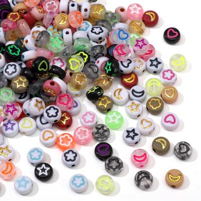 50/100 Stück Acrylperlen Mond Stern Herz Muster Anhänger für DIY Halskette Armband Ohrring Schmuckherstellung
