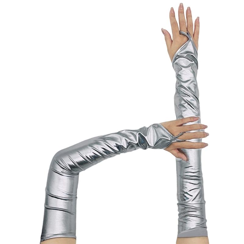 

Patented Leather Gloves Formal Event Club Gloves Women Evening Party Gloves Half Finger PU Gloves for Cosplay Costume