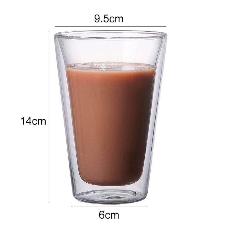 Double-wall Borosilicate Heat-resistant Glass Coffee Cup Insulated Milk Cup 380ml Without Handle