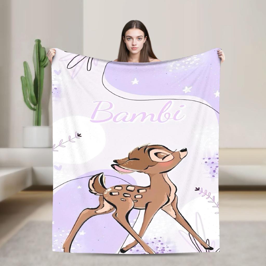 Cartoon Deer  Bambi Blankets  Fleece Funny Breathable Throw Blankets for Bed Sofa  Winter