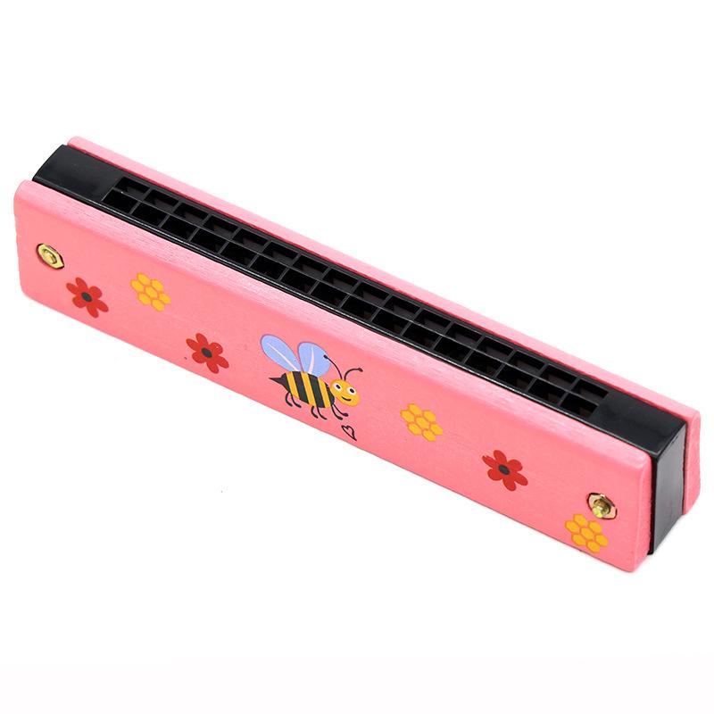 16-Hole Wooden Harmonica Cartoon Animals Painted Toy Musical Instrument Play Kids Early Educational Toys for Children Gifts