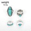 4Pcs Lady's Retro Ring - Bohemian Style Green Turquoise Finger Ring