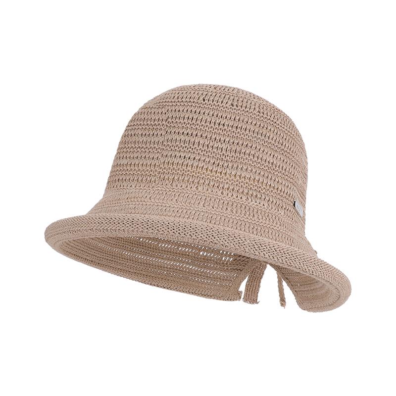 Summer hollow breathable knitted fisherman hat with rolled edge basin hat, fashionable sun protection and sunshade hat for women