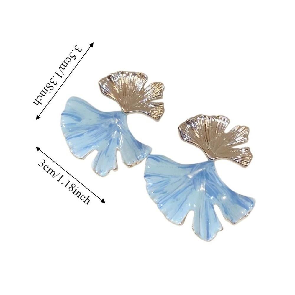 Double-layer Ginkgo Earrings Oil Drip Earrings Jewelry Unique Ginkgo Ear Pendant Festival