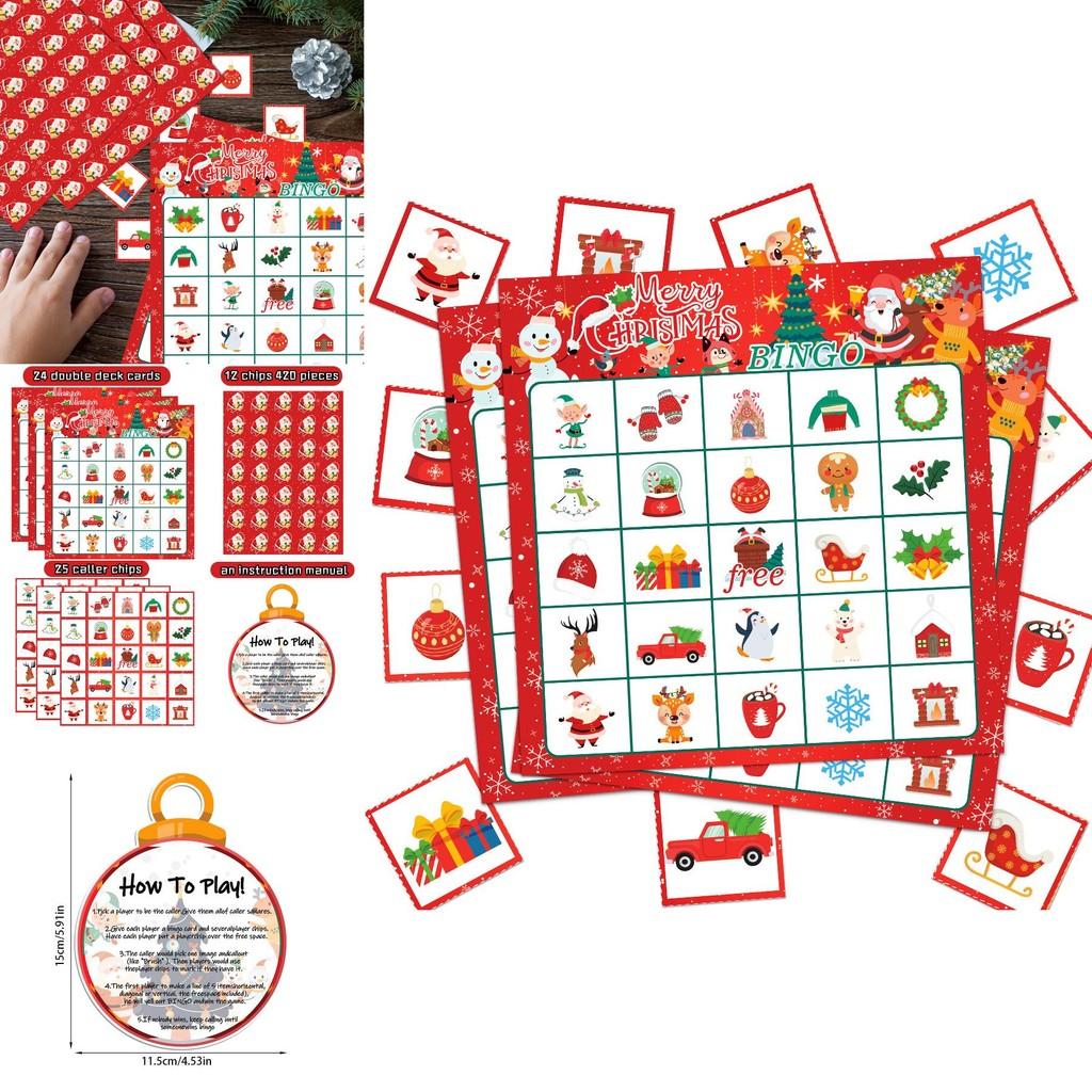 Santa Christmas Theme Bingo Card Game With Instructions For Festive Parties