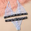 Frauen Sexy Dessous Transparente Spitze Babydoll Tanga Unterwäsche Korsett BH Set Zweiteilige Exotische Nachtwäsche