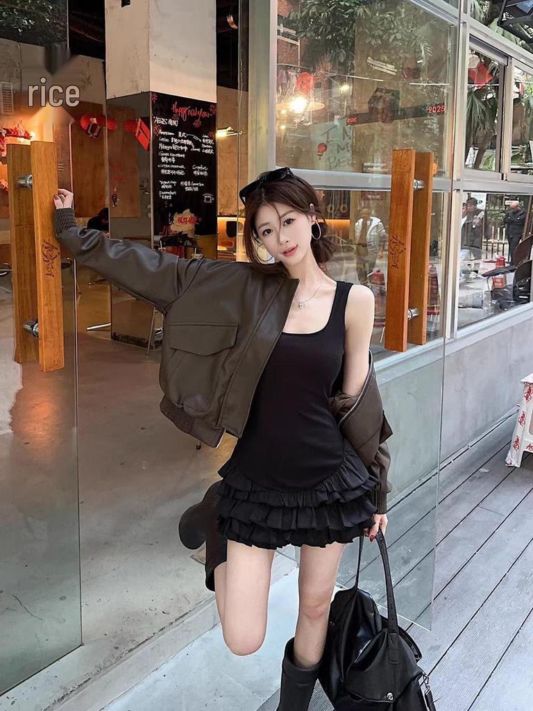 Elegant White Spaghetti Strap Dress - Ruffle Design Slim Fit Ballet A-line Skirt for Summer