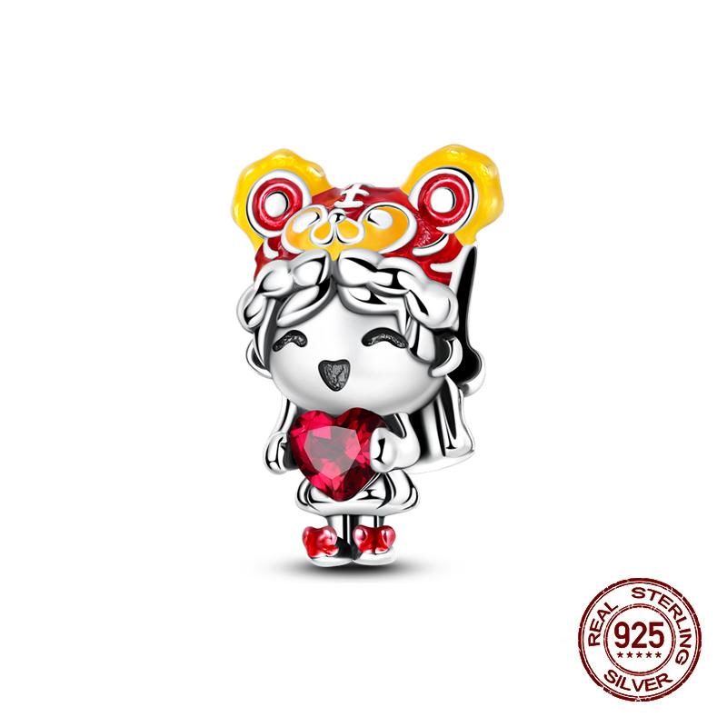 925 Silver Lantern Chinese Knot Charms New Year's Traditional Beads Fit 3mm 925 Exquisite Bracelets Fashion DIY Jewelry Gifts