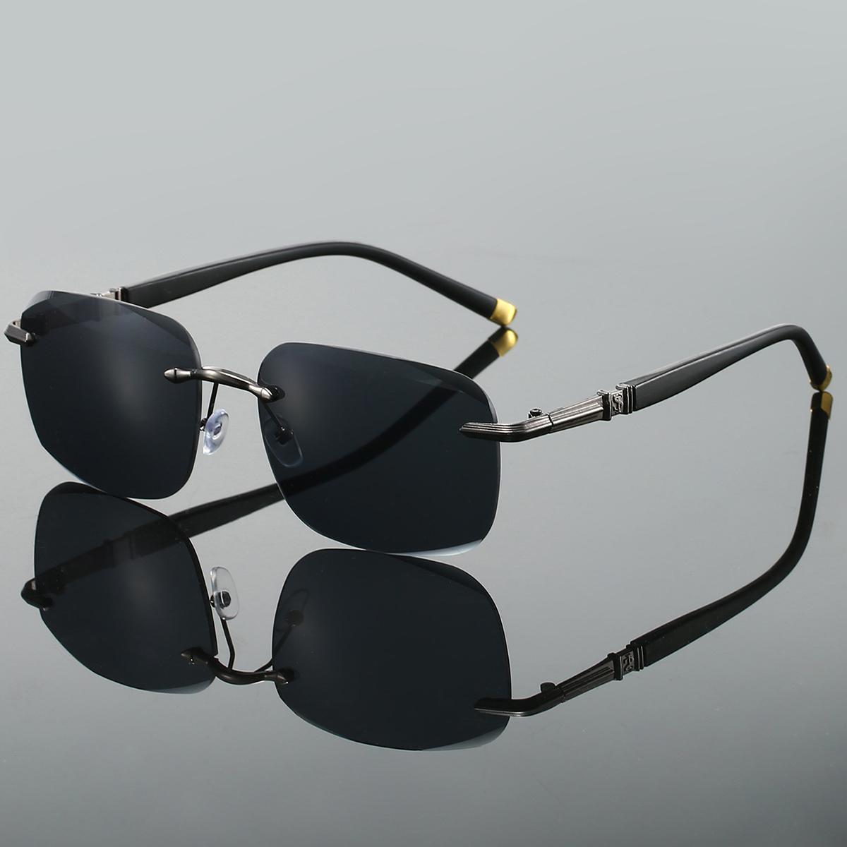 

KAMMPT Rimless Square Sunglasses Men Fashion Vintage Casual Sun Glasses Trendy Retro Luxury Designer Outdoor Decorative Shades as picture shows