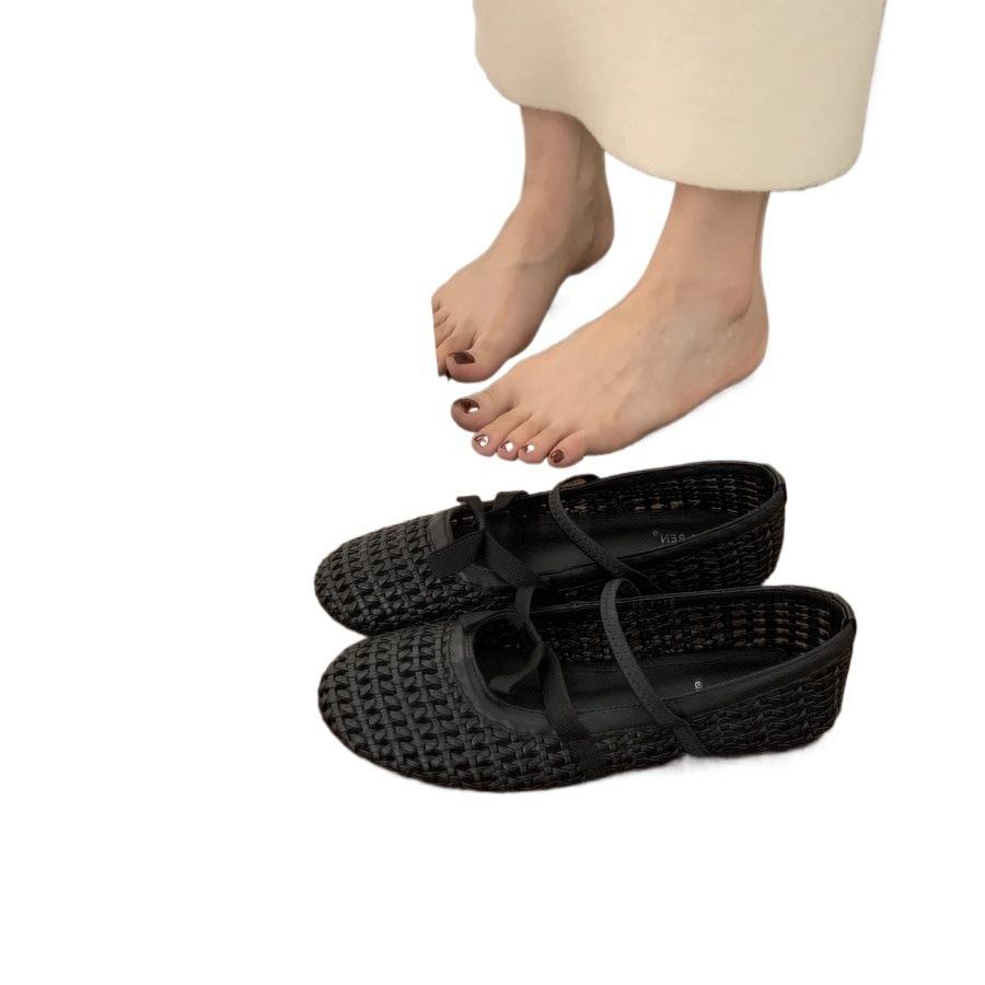 Xieyiren niche evening breeze hollowed-out woven Mary Jane shoes versatile not tired feet ballet single shoes women