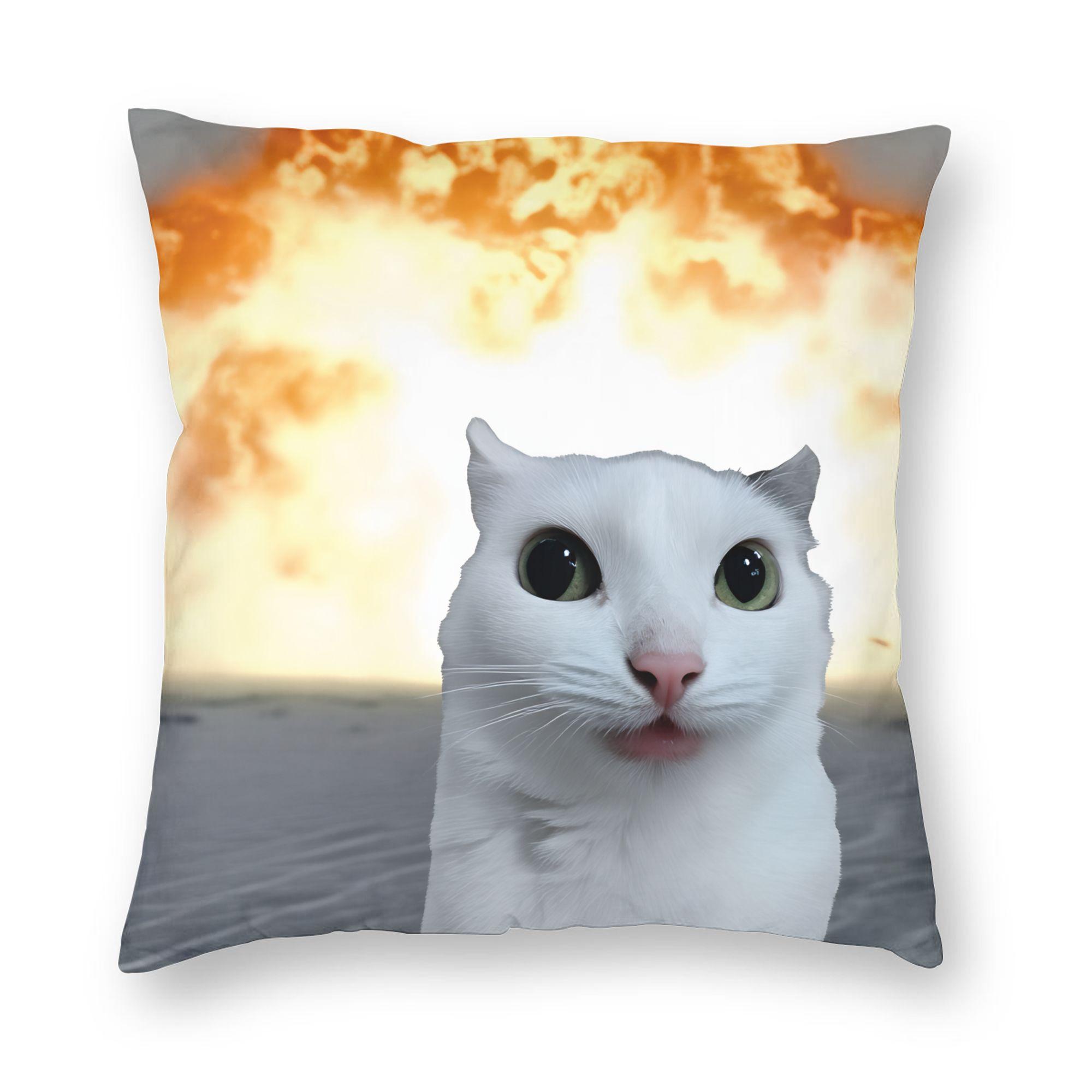 Shunika Chen Unisex Cat Memes Funny Meme Print Pillow Case Design Pillow Cover For Sofa Car Home Decor Vintage Pillowcases