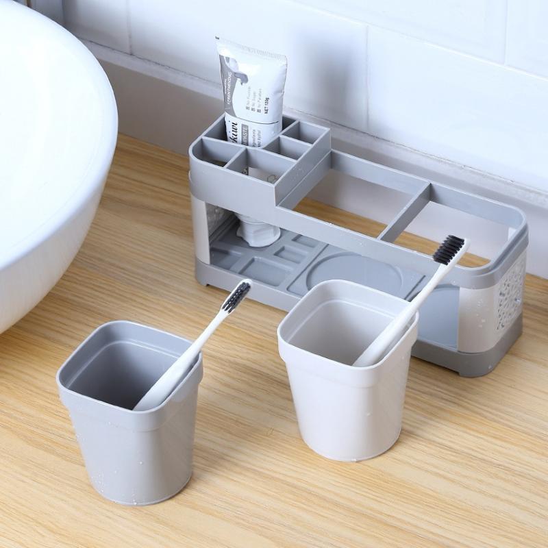 Bathroom Toothbrush Toothpaste Shelf Advanced All-In-One Toothbrush Single/Double Mouthwash Cup Bathroom Wash Set Cup Holder