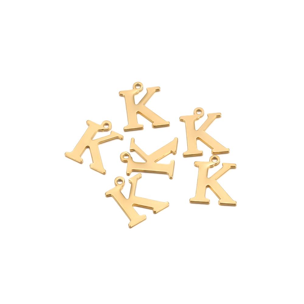 30pcs Stainless Steel Gold Color 26 Letter Pendant Alphabet Charms Necklace Pendant Bracelet Making Earring Findings DIY Jewelry
