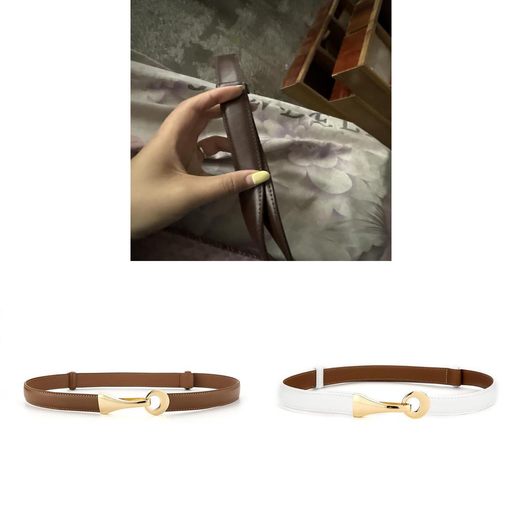 Genuine Leather Womens Waist Belt With Double Ring Buckle For Casual And Office Wear
