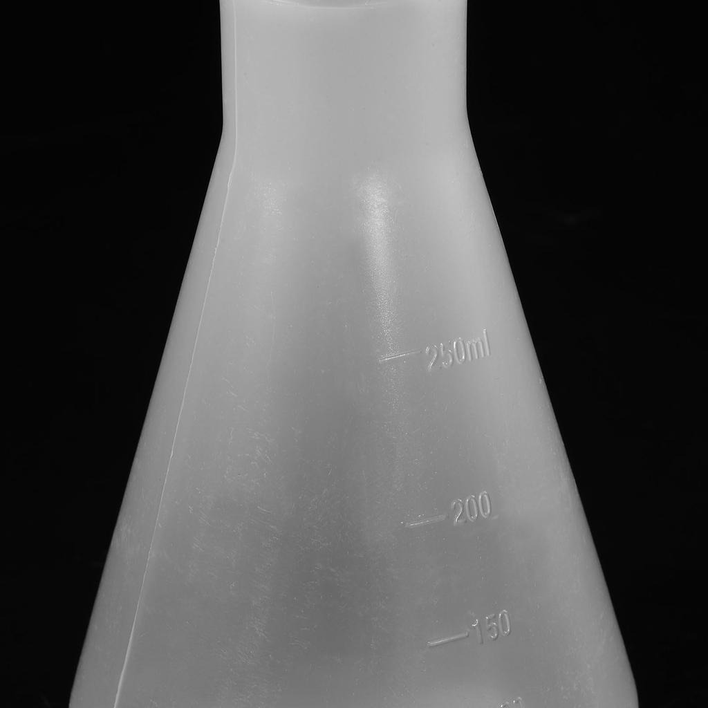 PATIKIL 250ml Plastic Erlenmeyer Flask with Screw Cap, 2-Piece Narrow-Neck Erlenmeyer Flask for Laboratory Use, Clear
