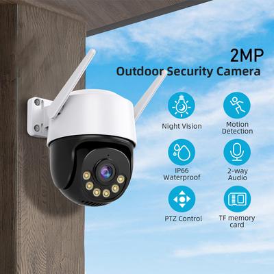 2MP WiFi IP-Kamera Wireless Home PTZ Nachtsicht Bewegungserkennung 2-Wege-Audio IP66 Wasserdicht AP Hotspot APP Fernüberwachung Sicherheitskamera