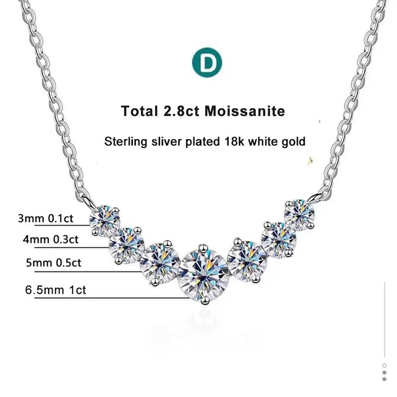 D Vvs1 Moissanite Necklace for Women Wedding Fine Jewelry with Certificates 925 Sterling Silver Plated 18K White Gold Necklace