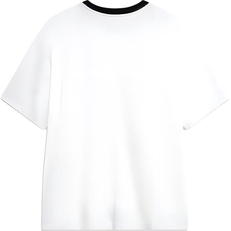 Li Ning Letter Stripe Print Loose Comfortable Casual Short Sleeve T-Shirt Unisex Tops White AHSU657-1(TEAM702-3.4.3)