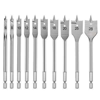 6-50mm Flat Drill High-carbon Steel Wood Flat Drill Set Multifun-ctional Woodworking Spade Drill Bits Durable Woodworking Tool