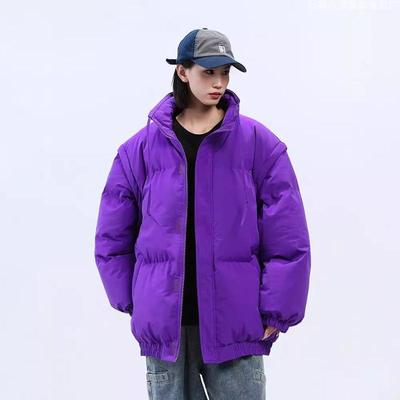 Neue Winter Baumwollwattierte Jacke Einfarbige Partner Baumwollwattierte Jacke Stehkragen Verdickt Warm Brotjacke Ärmel Abnehmbar