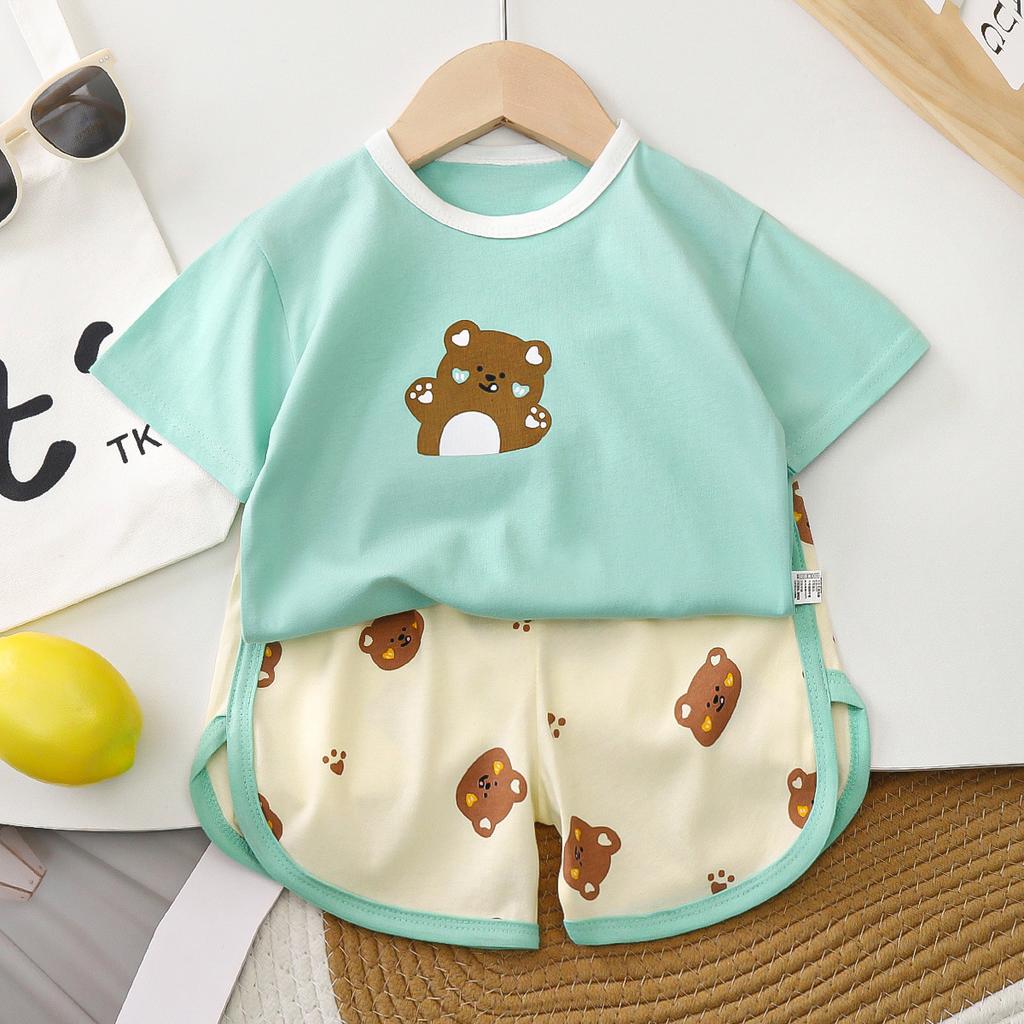 Children's Short Sleeved Set Summer Boys' T-shirt Baby Summer Outfit Korean Girls' Two-piece Set