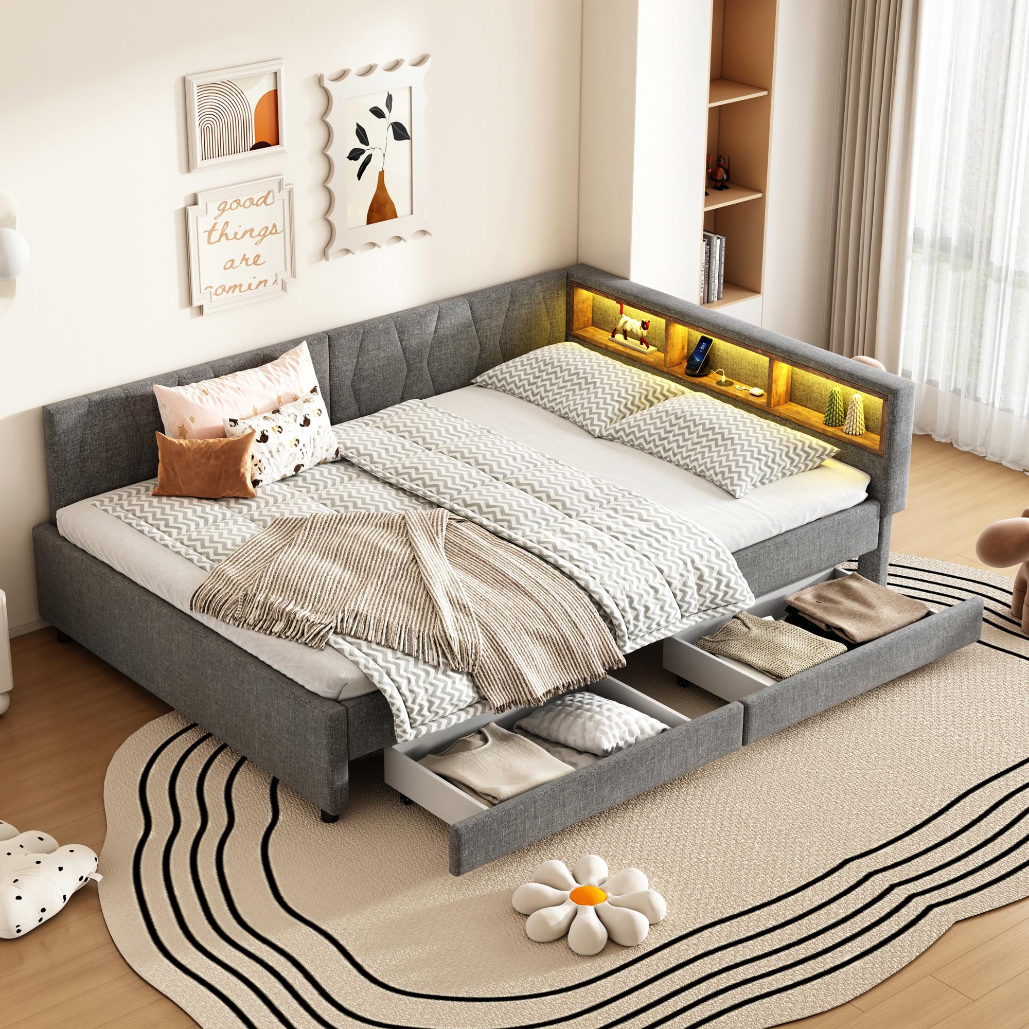 Daybed, 140x200cm, Storage Compartment on Bed
