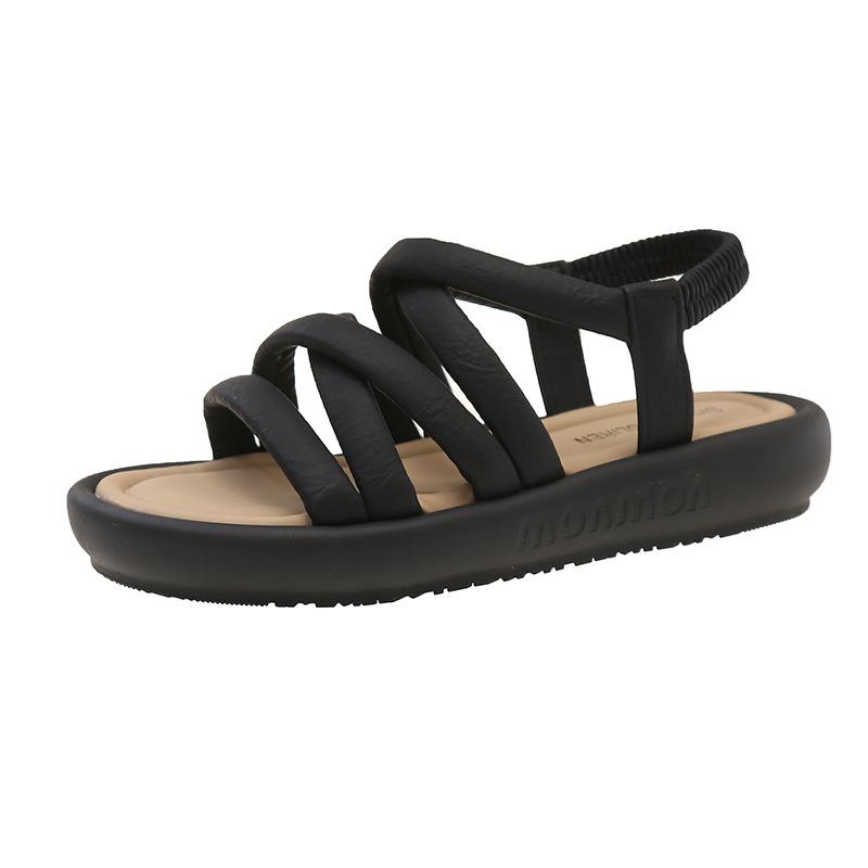 2025 Summer New Outer Wear Beach Sandals Fairy Platform Sandals Round Head Roman Sandals Female