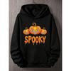 Hoodie with Print of Three Evil Halloween Pumpkins Vintage Style Dripping Font Unisexoversizestreetwear Halloween