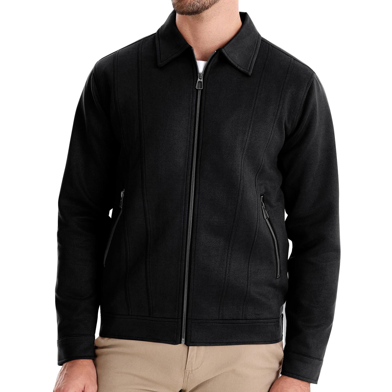 Мужская зимняя куртка-кардиган с длинным рукавом и лацканами мужское повседневное модное пальто топы M чёрный 3877₽