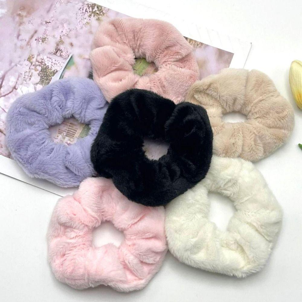 

3 шт. пушистые плюшевые резинки для волос из искусственного кроличьего меха, держатель для хвоста, веревка для волос, модная повязка для волос