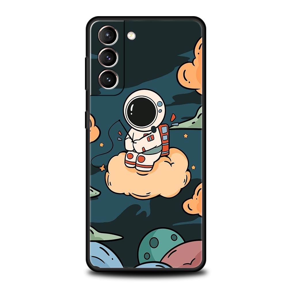 

Мультяшный милый чехол для телефона с космонавтом для Samsung Galaxy S26 S25 S24 S23 S22 S20 S21 FE Ultra S25 Edge Plus 5G Мягкий ТПУ чехол Capas for Samsung S26Ultra
